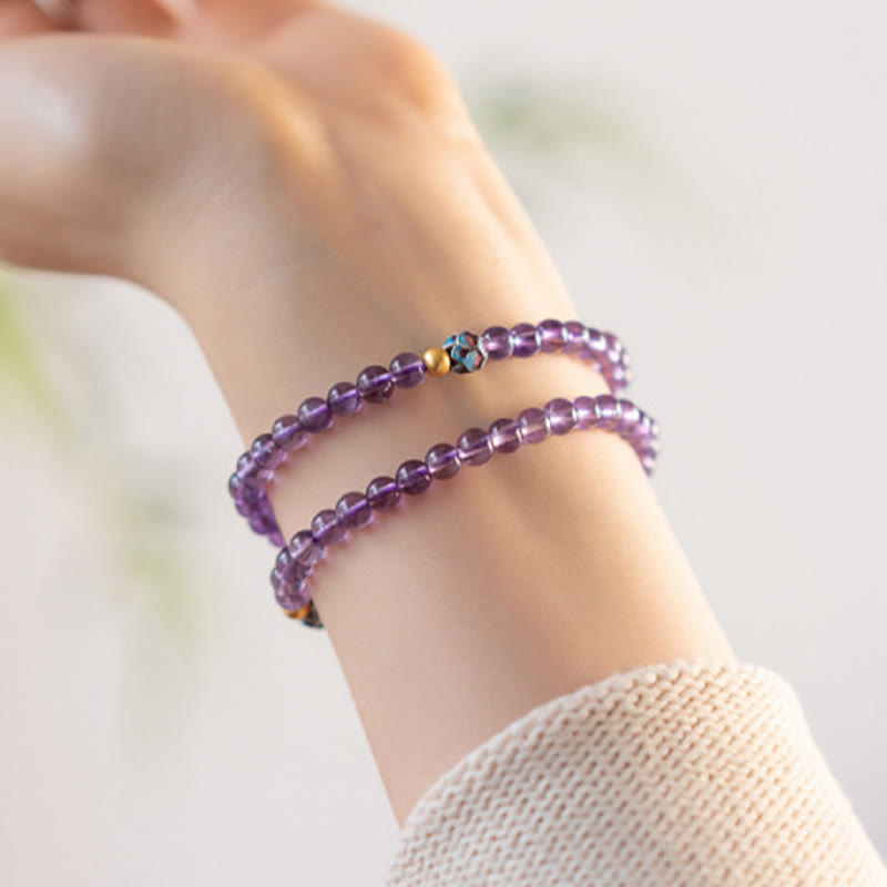 Nimara Ritual Natural Amethyst Lotus Spiritual Awareness Bracelet