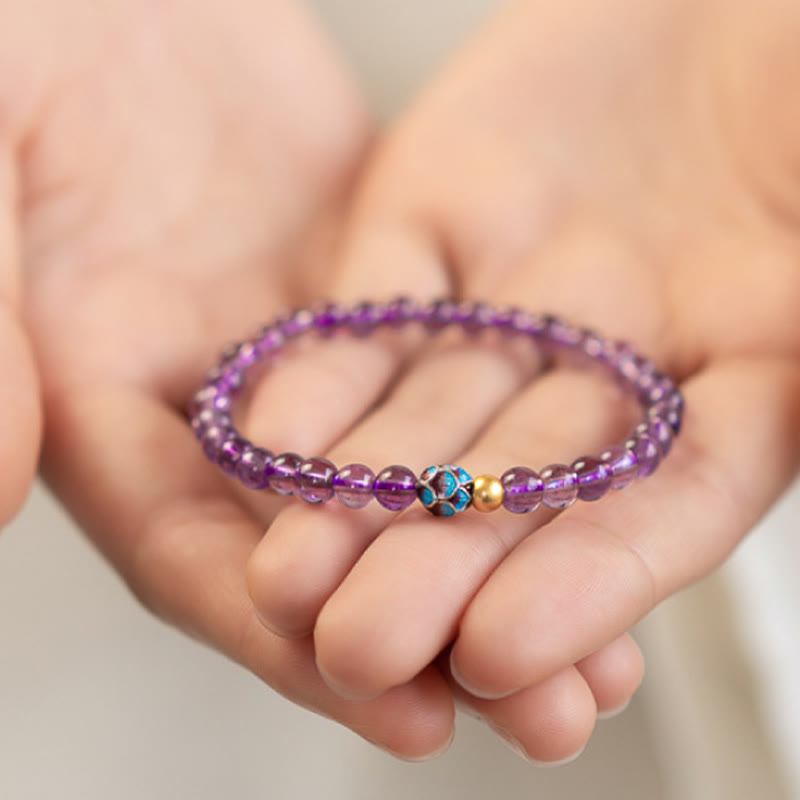 Nimara Ritual Natural Amethyst Lotus Spiritual Awareness Bracelet