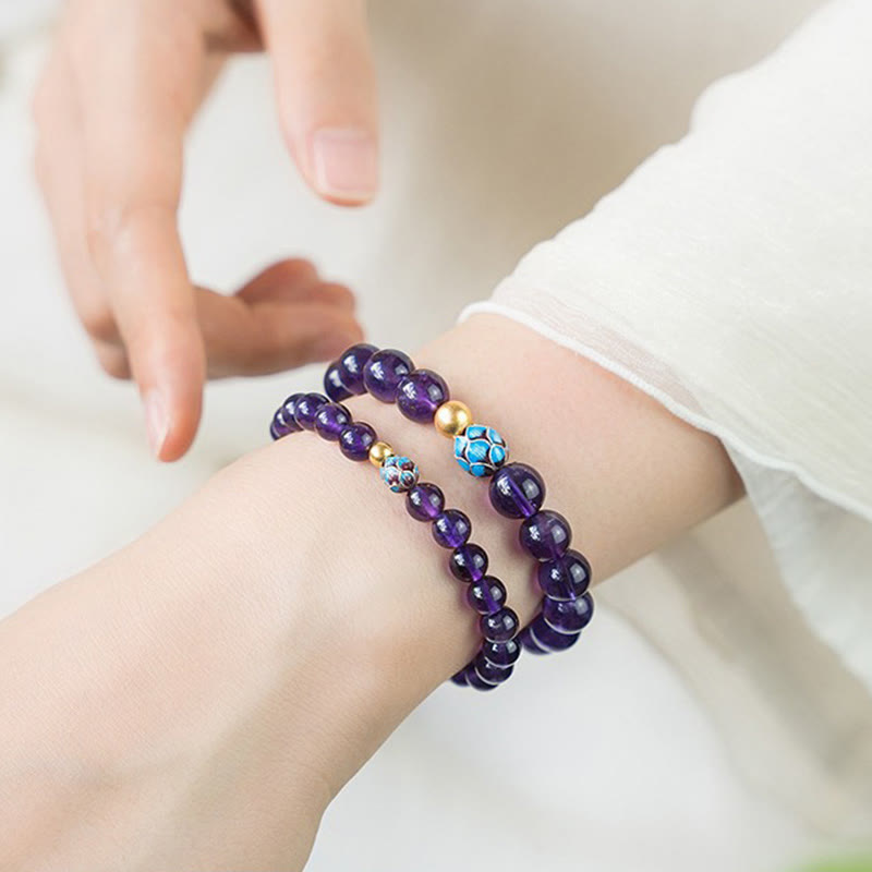 Nimara Ritual Natural Amethyst Lotus Spiritual Awareness Bracelet