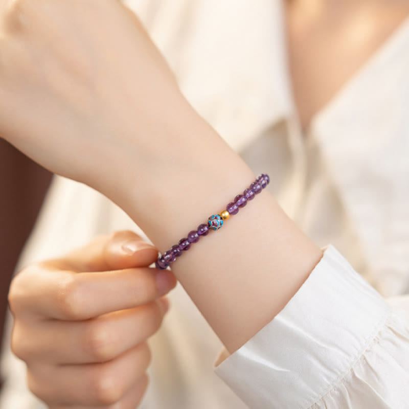 Nimara Ritual Natural Amethyst Lotus Spiritual Awareness Bracelet