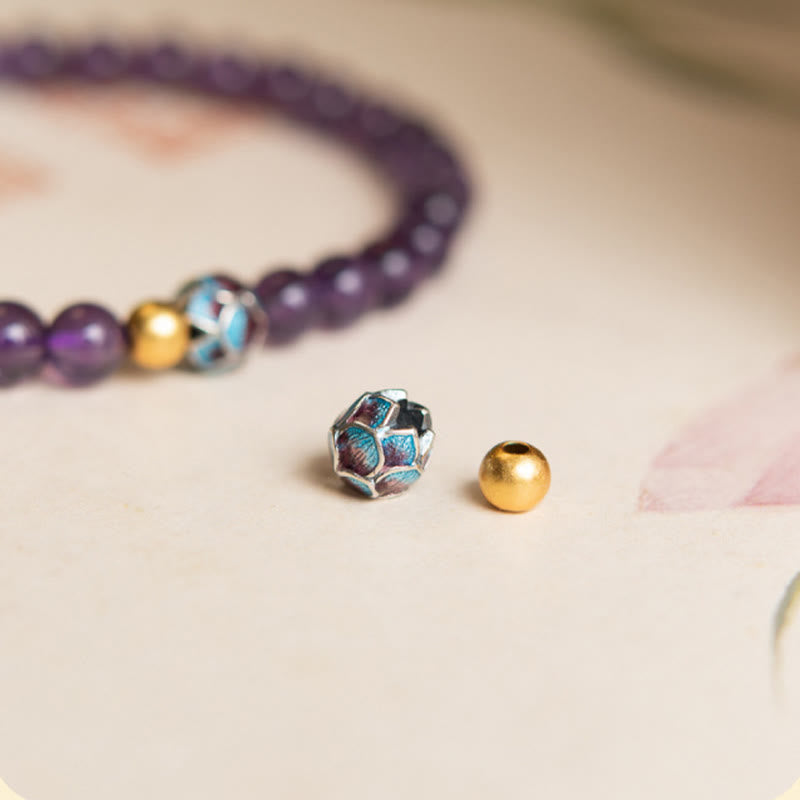 Nimara Ritual Natural Amethyst Lotus Spiritual Awareness Bracelet