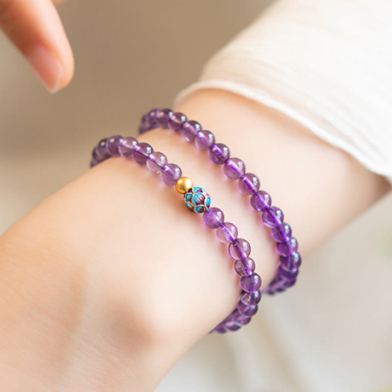 Nimara Ritual Natural Amethyst Lotus Spiritual Awareness Bracelet