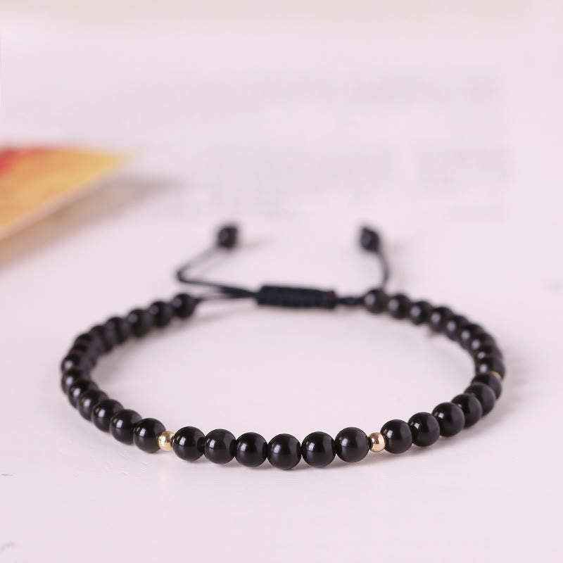 Nimara Ritual Small Black Obsidian Beads Fulfillment Rope Bracelet