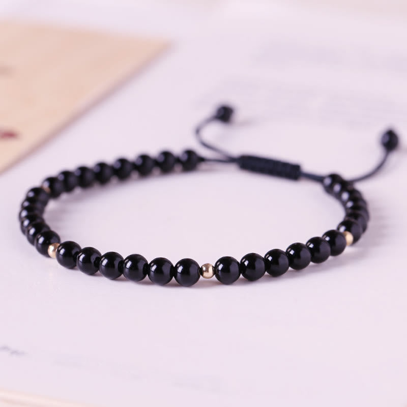 Nimara Ritual Small Black Obsidian Beads Fulfillment Rope Bracelet
