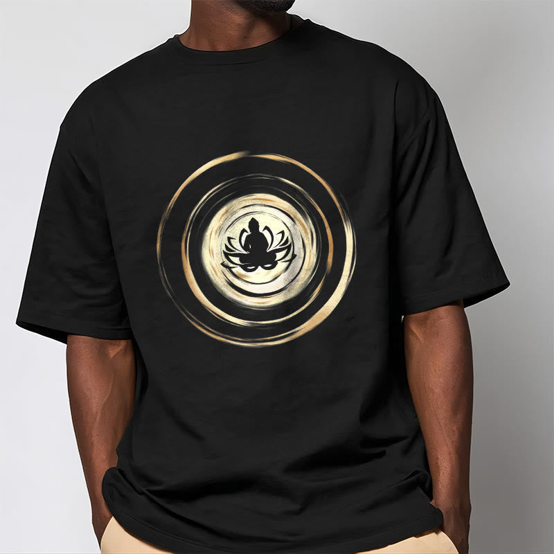 Nimara Ritual Meditating Buddha Lotus Pattern Tee T-shirt