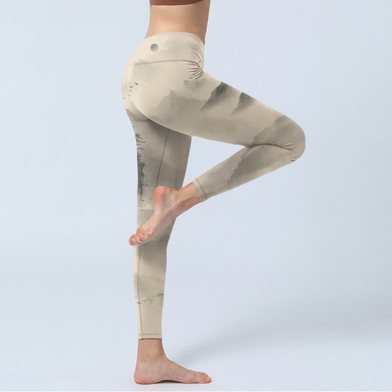 Nimara Ritual Mountains Shrouded In Mist Wild Goose Gym Leggings Women's Yoga Pants