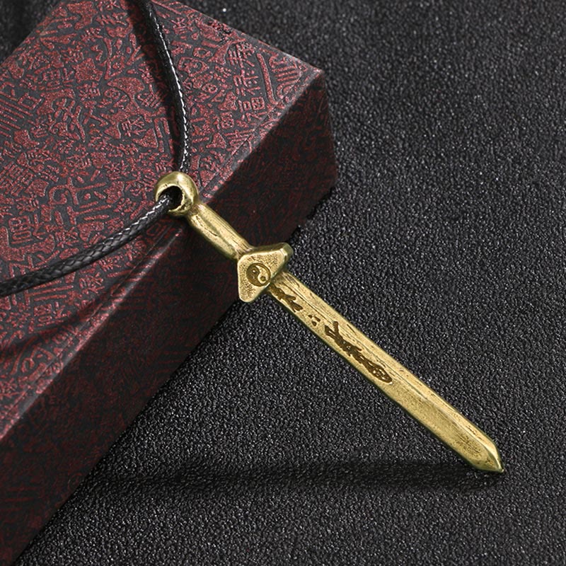 Nimara Ritual Vintage Yin Yang Copper Brass Sword Balance Necklace Pendant