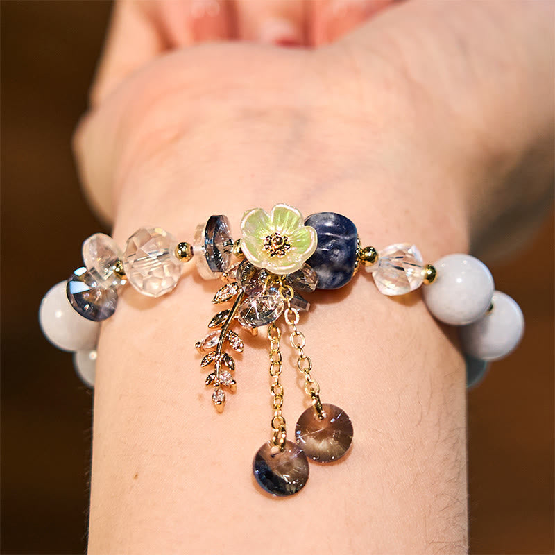 Nimara Ritual "Sending You Peace and Grace" Blue Crystal Flower Bracelet Includes Gift Message Card