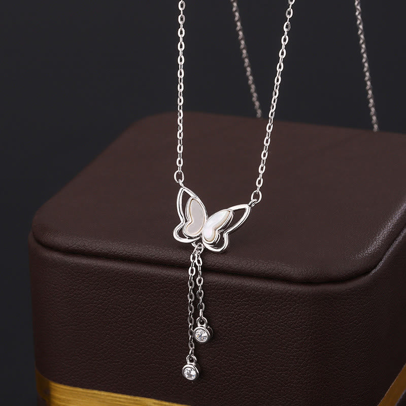 Nimara Ritual 999 Sterling Silver Tridacna Stone Butterfly Calm Necklace Pendant