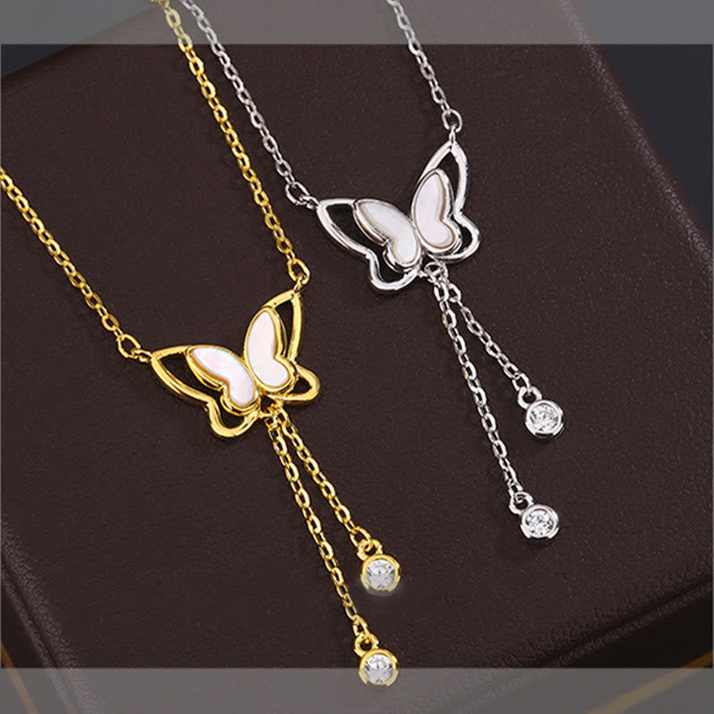 Nimara Ritual 999 Sterling Silver Tridacna Stone Butterfly Calm Necklace Pendant