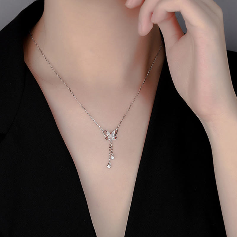 Nimara Ritual 999 Sterling Silver Tridacna Stone Butterfly Calm Necklace Pendant