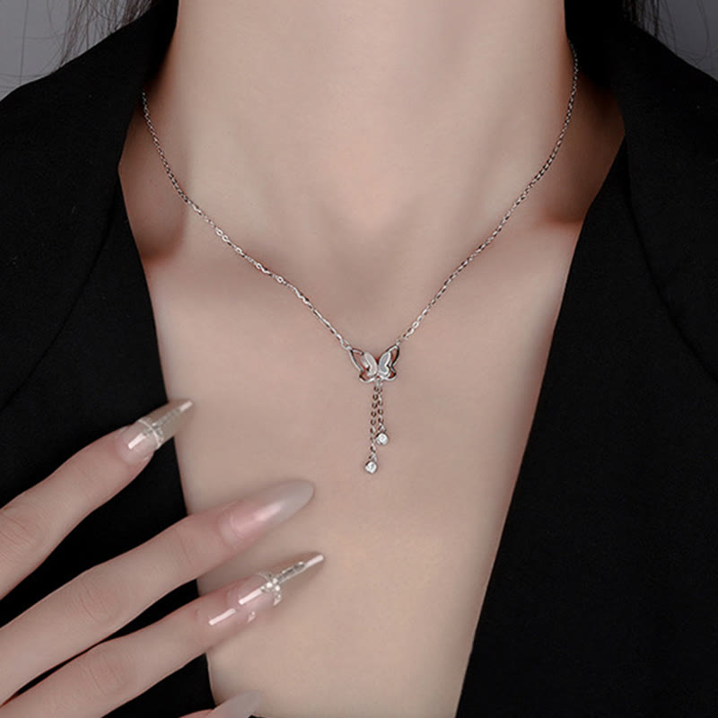 Nimara Ritual 999 Sterling Silver Tridacna Stone Butterfly Calm Necklace Pendant