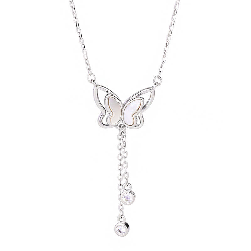 Nimara Ritual 999 Sterling Silver Tridacna Stone Butterfly Calm Necklace Pendant