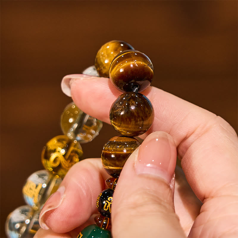 Nimara Ritual Chinese Zodiac Tiger Eye White Crystal Courage Bracelet