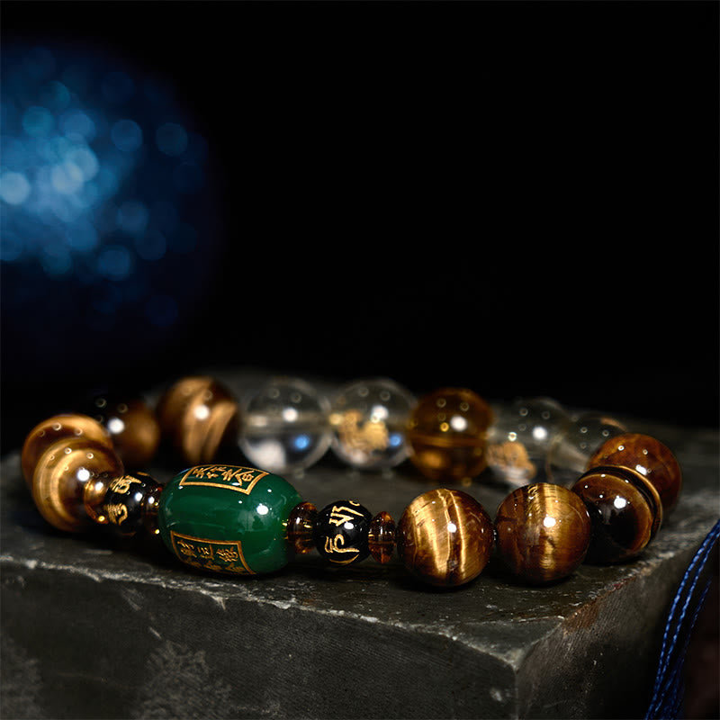 Nimara Ritual Chinese Zodiac Tiger Eye White Crystal Courage Bracelet