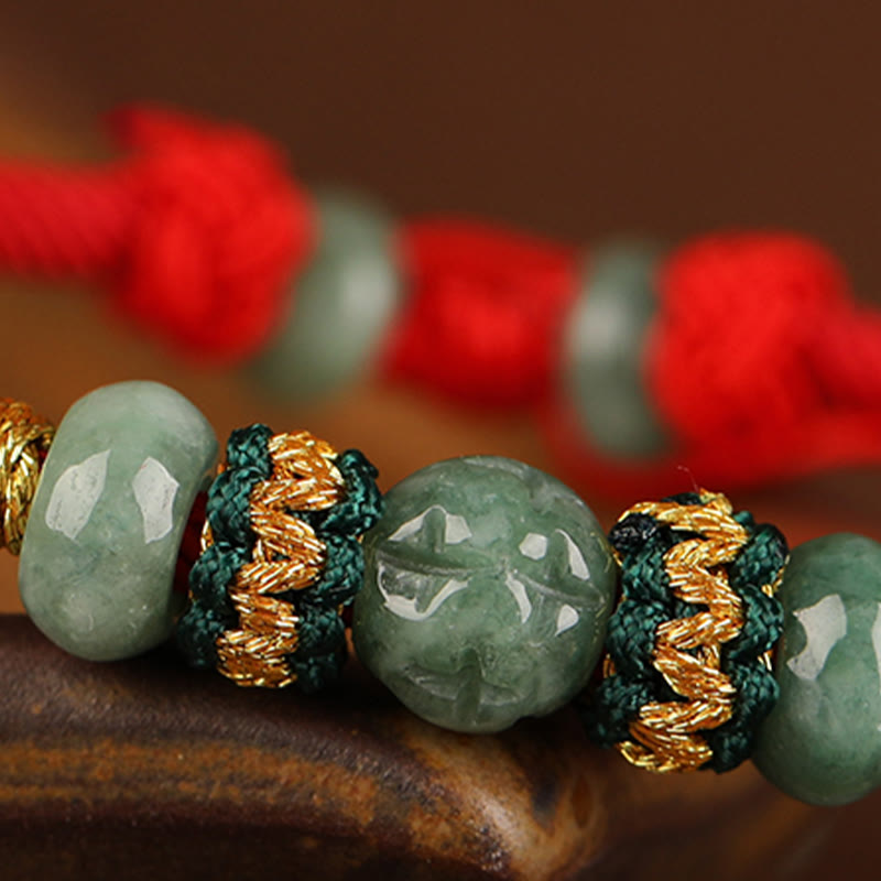 Nimara Ritual Jade Abacus Bead Prosperity Red String Rope Bracelet