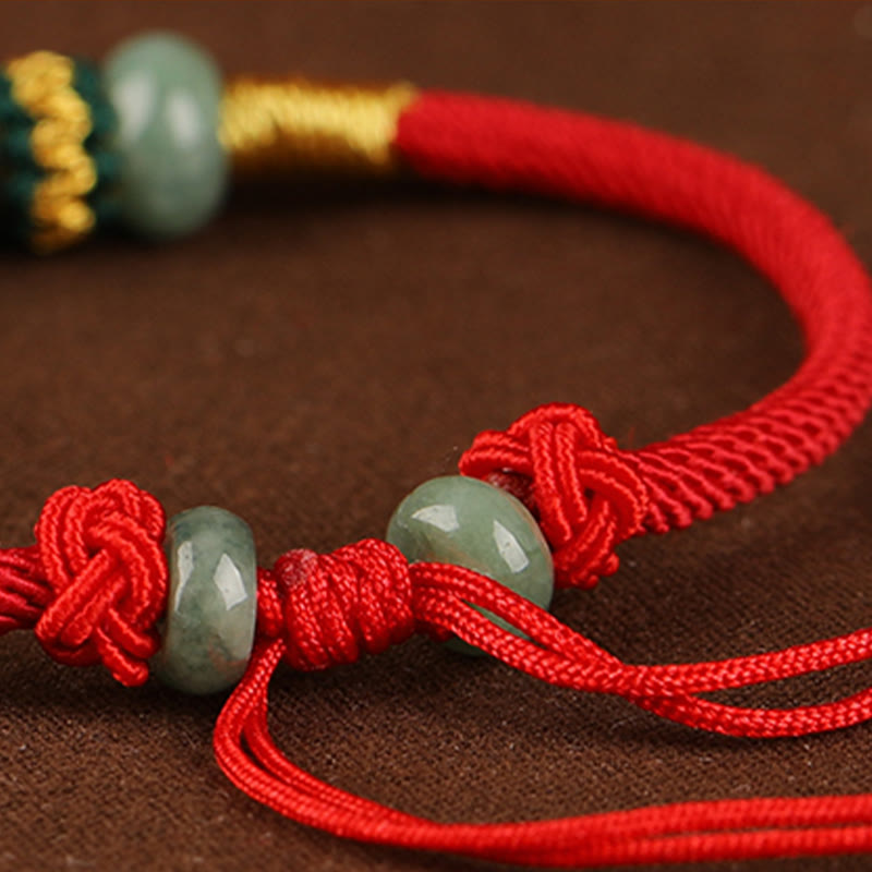 Nimara Ritual Jade Abacus Bead Prosperity Red String Rope Bracelet