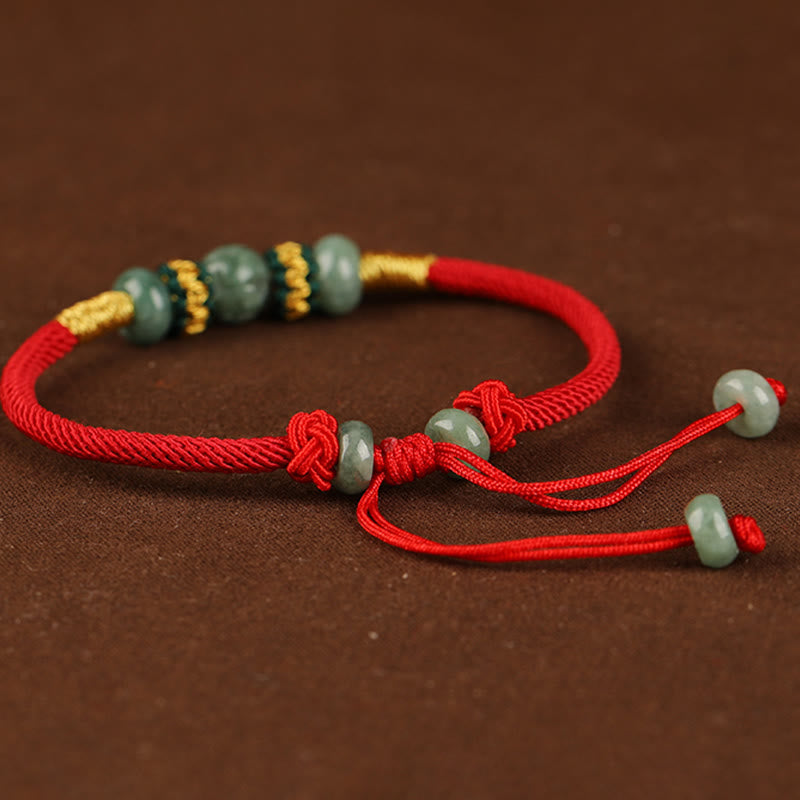 Nimara Ritual Jade Abacus Bead Prosperity Red String Rope Bracelet