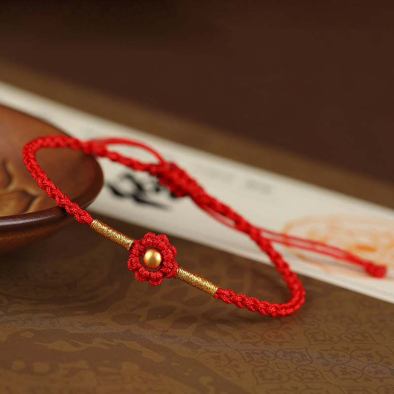 Nimara Ritual 999 Gold Mini Bead Handmade Flower Design Luck Protection Rope Bracelet