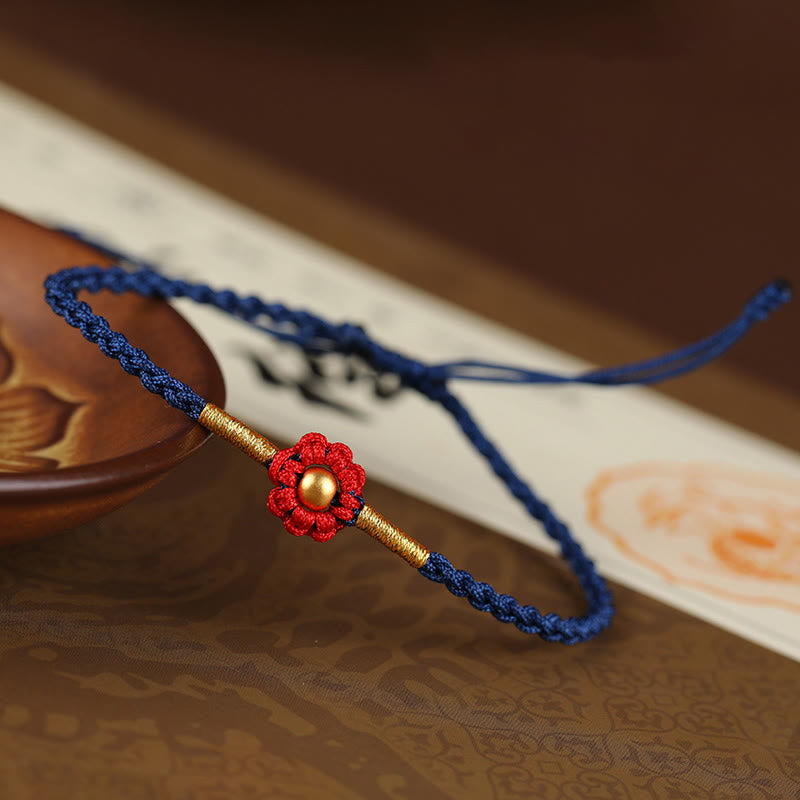 Nimara Ritual 999 Gold Mini Bead Handmade Flower Design Luck Protection Rope Bracelet