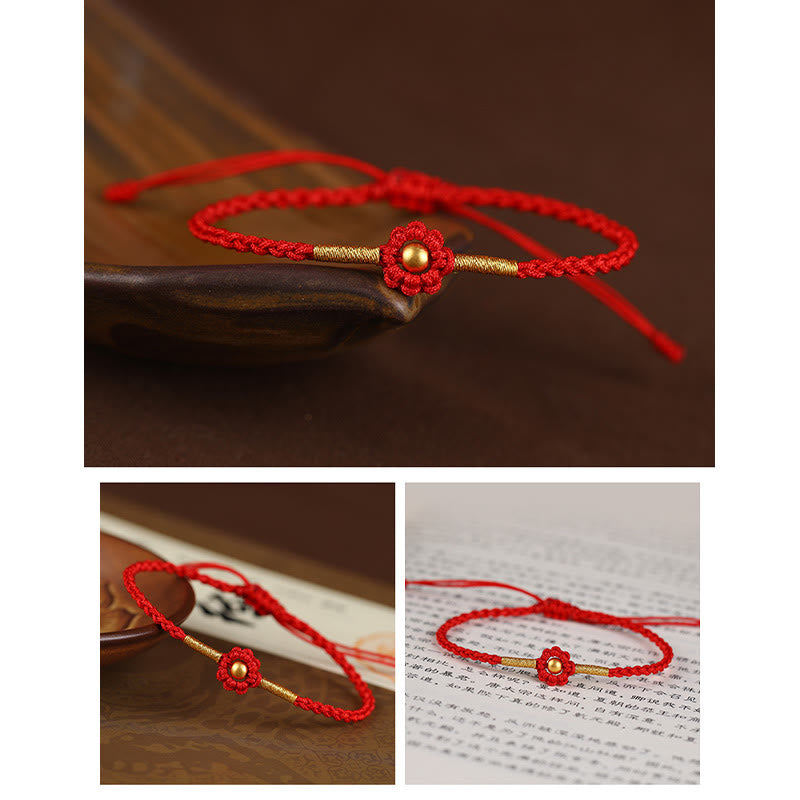 Nimara Ritual 999 Gold Mini Bead Handmade Flower Design Luck Protection Rope Bracelet