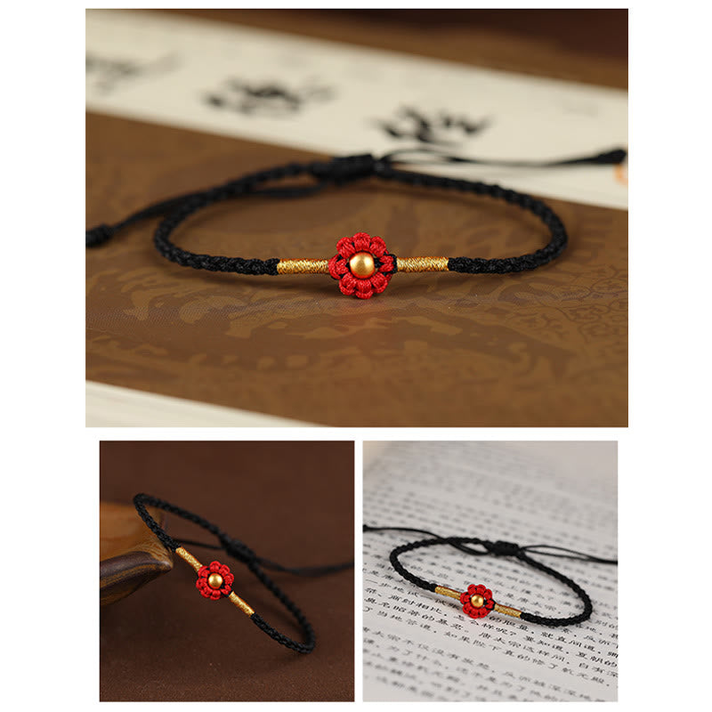 Nimara Ritual 999 Gold Mini Bead Handmade Flower Design Luck Protection Rope Bracelet