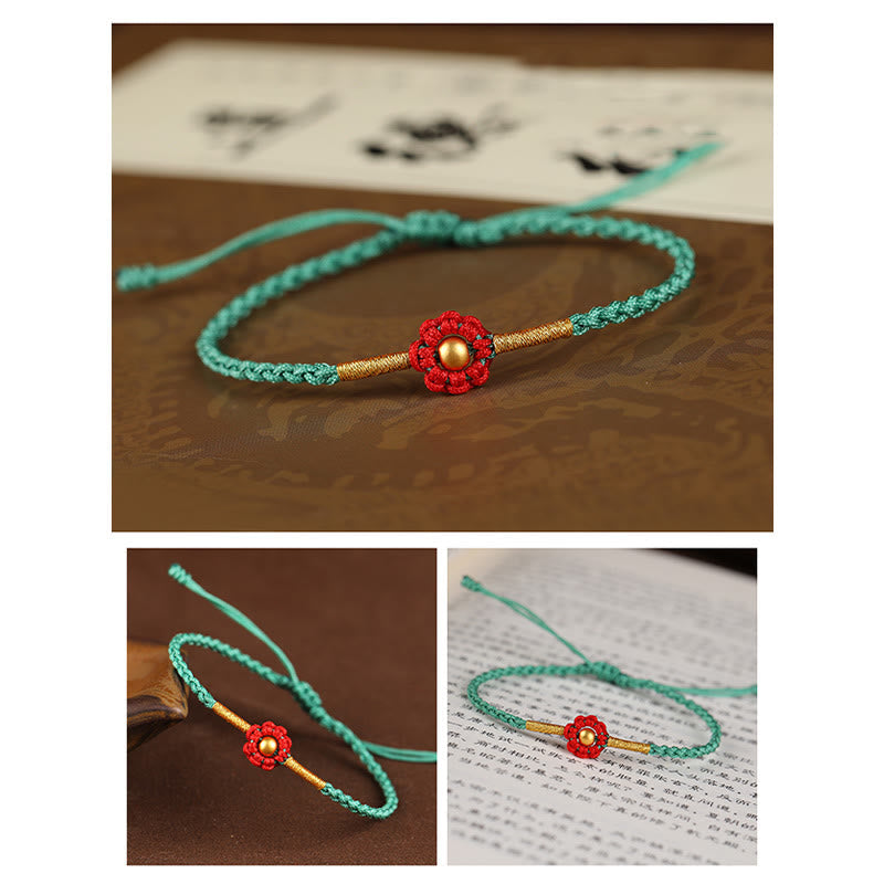 Nimara Ritual 999 Gold Mini Bead Handmade Flower Design Luck Protection Rope Bracelet