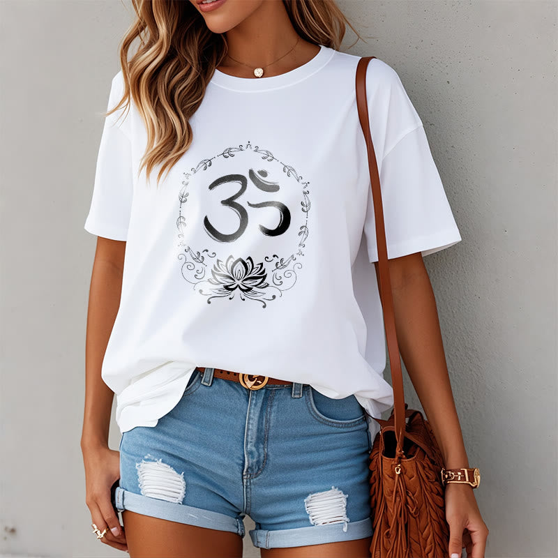 Nimara Ritual OM Lotus Sketch Cotton Tee T-shirt