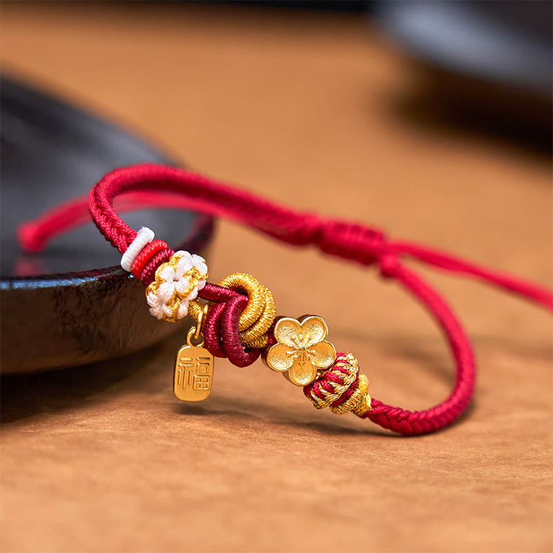 Nimara Ritual Peach Blossom Happiness Charm Luck Red String Bracelet