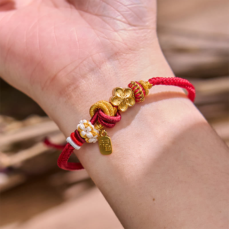 Nimara Ritual Peach Blossom Happiness Charm Luck Red String Bracelet