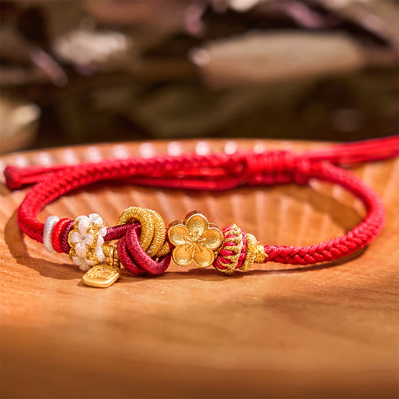 Nimara Ritual Peach Blossom Happiness Charm Luck Red String Bracelet
