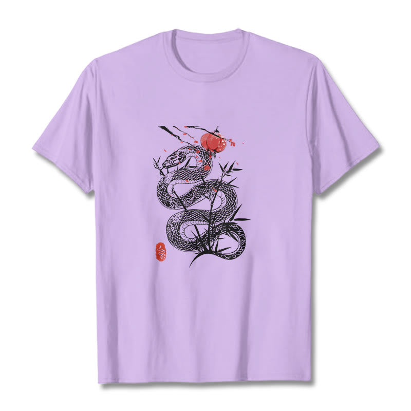 Nimara Ritual Lantern Bamboo Leaves Snake Design Cotton Tee T-shirt