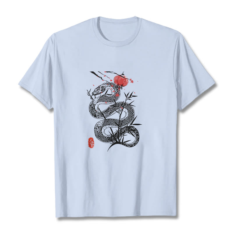 Nimara Ritual Lantern Bamboo Leaves Snake Design Cotton Tee T-shirt