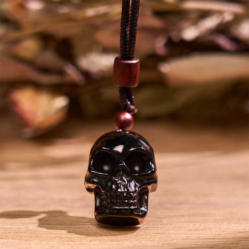 Nimara Ritual Black Obsidian String Skeleton Fulfilment Necklace Pendant