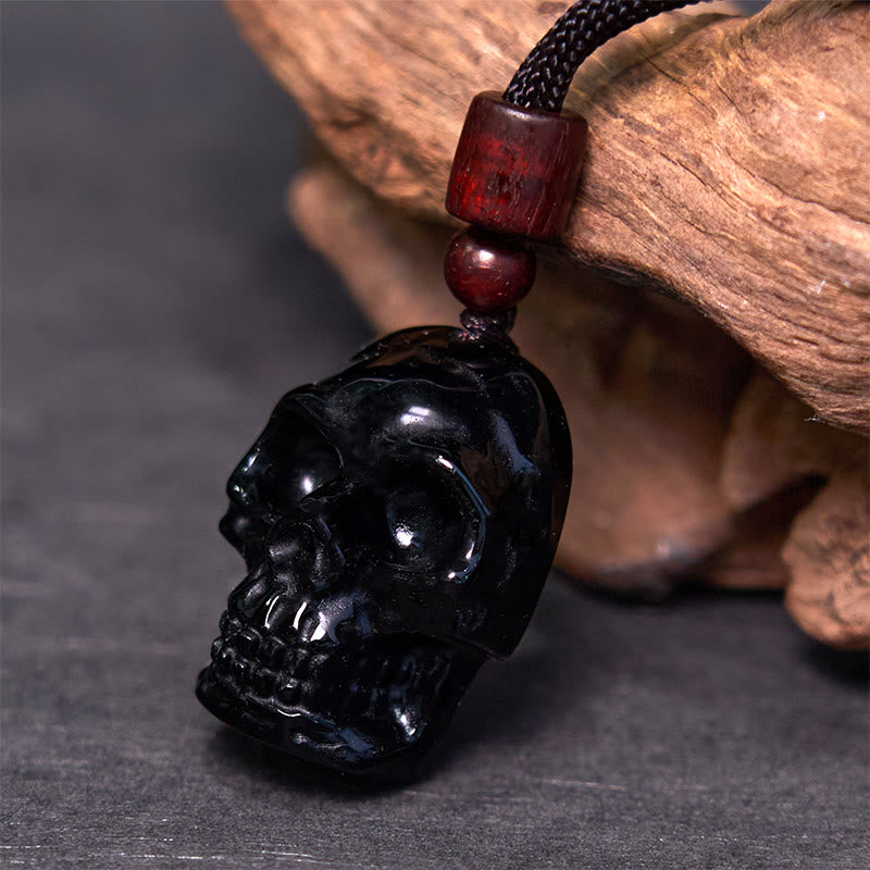 Nimara Ritual Black Obsidian String Skeleton Fulfilment Necklace Pendant