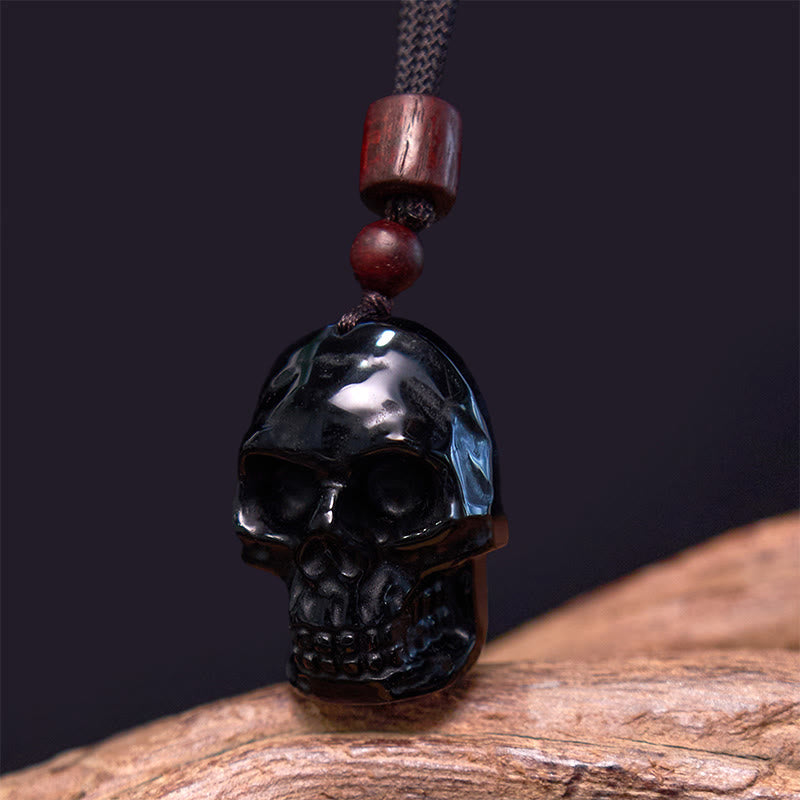 Nimara Ritual Black Obsidian String Skeleton Fulfilment Necklace Pendant