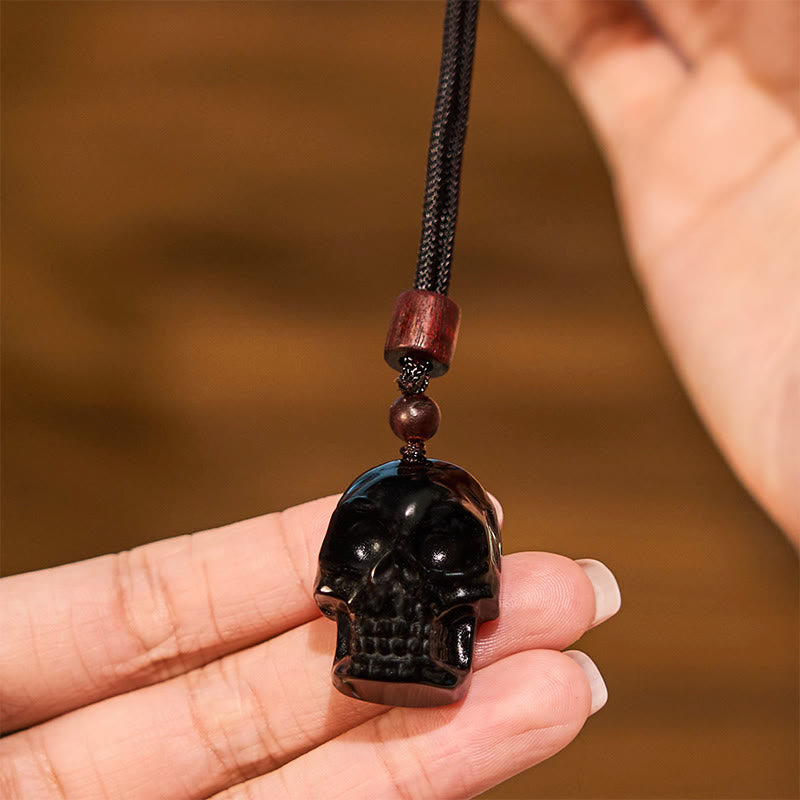 Nimara Ritual Black Obsidian String Skeleton Fulfilment Necklace Pendant