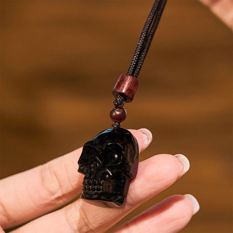 Nimara Ritual Black Obsidian String Skeleton Fulfilment Necklace Pendant