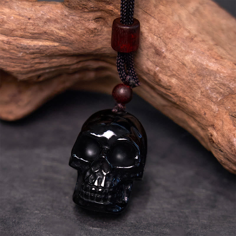 Nimara Ritual Black Obsidian String Skeleton Fulfilment Necklace Pendant