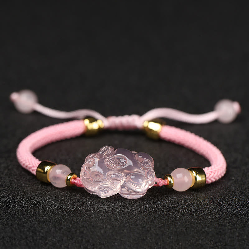 Nimara Ritual PiXiu Pink Crystal Wealth String Braided Bracelet