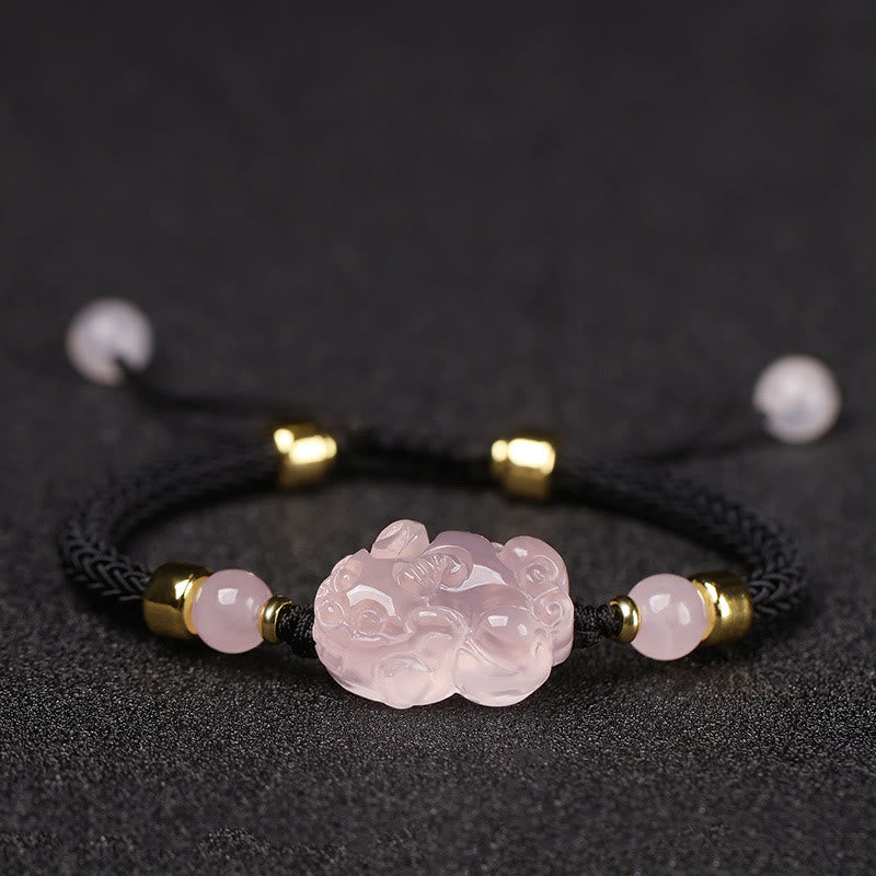 Nimara Ritual PiXiu Pink Crystal Wealth String Braided Bracelet