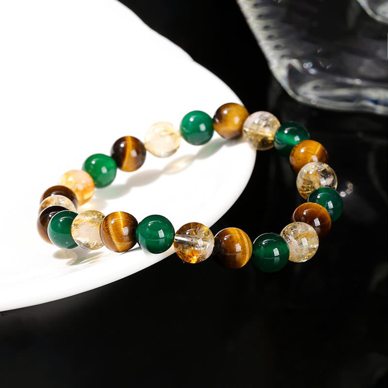 Nimara Ritual Natural Tiger Eye Green Agate Citrine Mix And Match Beads Protection Bracelet