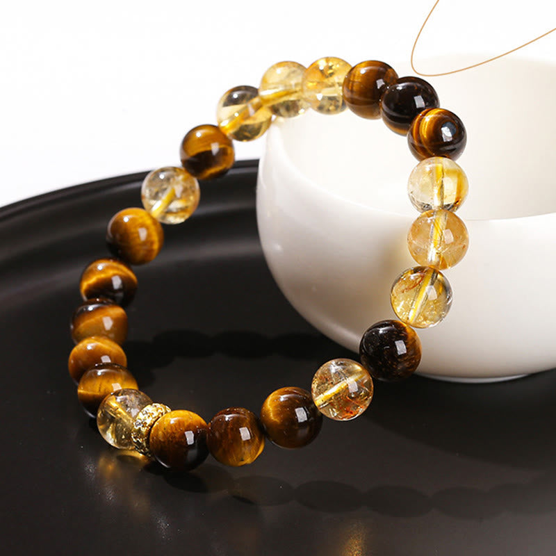 Nimara Ritual Natural Tiger Eye Citrine Beads Strength Bracelet