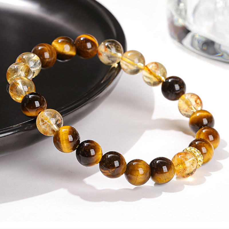 Nimara Ritual Natural Tiger Eye Citrine Beads Strength Bracelet