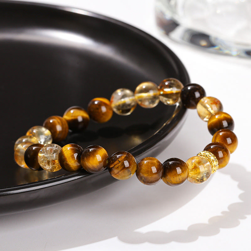 Nimara Ritual Natural Tiger Eye Citrine Beads Strength Bracelet