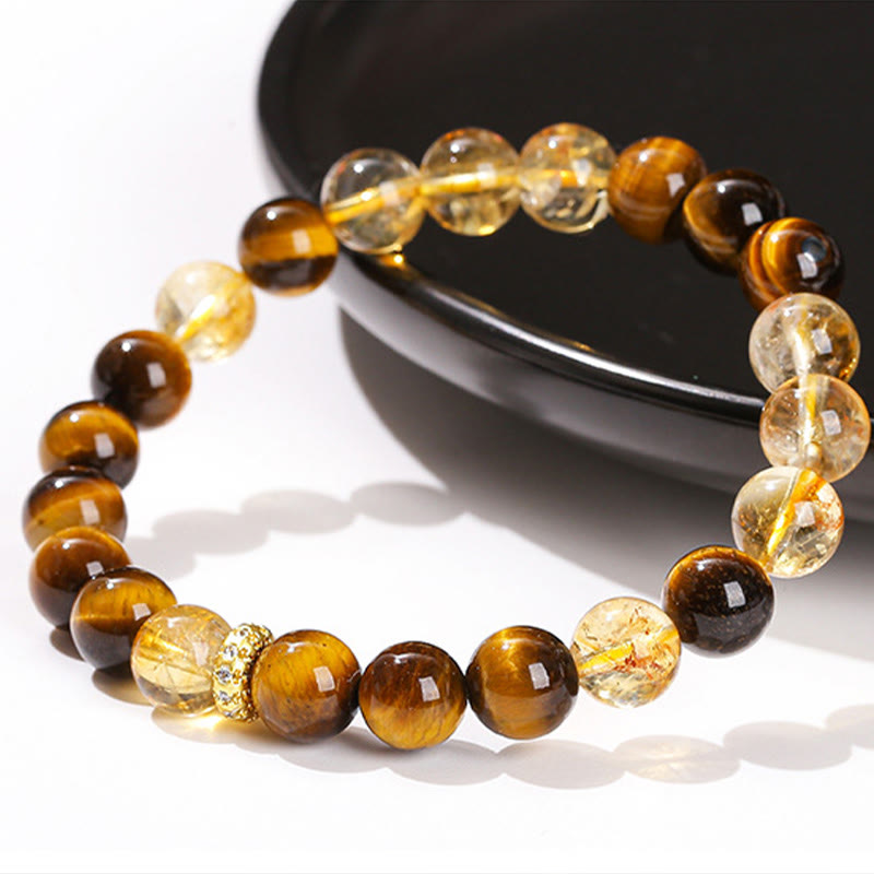 Nimara Ritual Natural Tiger Eye Citrine Beads Strength Bracelet