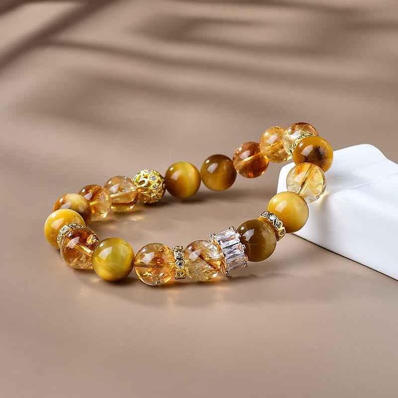 Nimara Ritual Natural Tiger Eye Citrine Beads Strength Courage Bracelet
