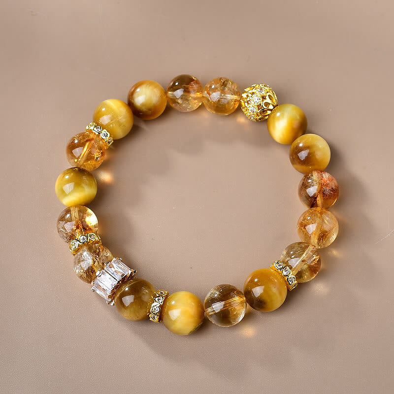 Nimara Ritual Natural Tiger Eye Citrine Beads Strength Courage Bracelet