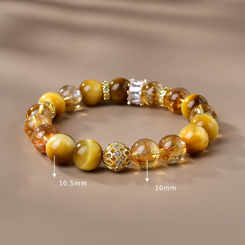 Nimara Ritual Natural Tiger Eye Citrine Beads Strength Courage Bracelet