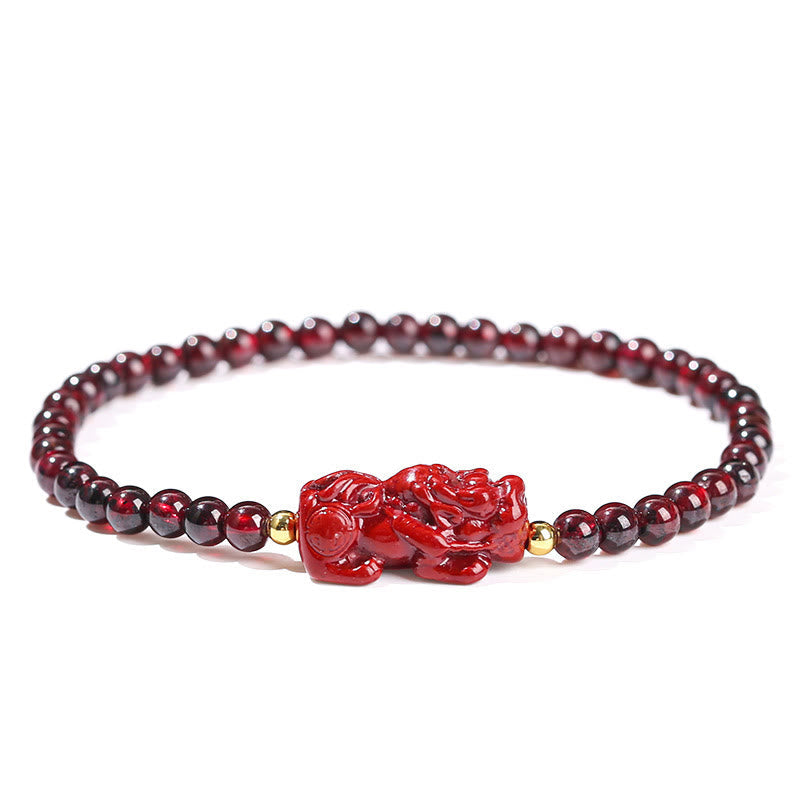 Nimara Ritual Garnet Cinnabar PiXiu Strawberry Quartz Square Bead Protection Bracelet